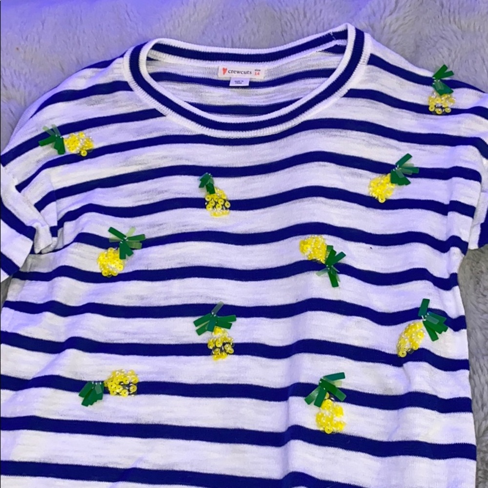 Crewcuts blue and white striped sweater.